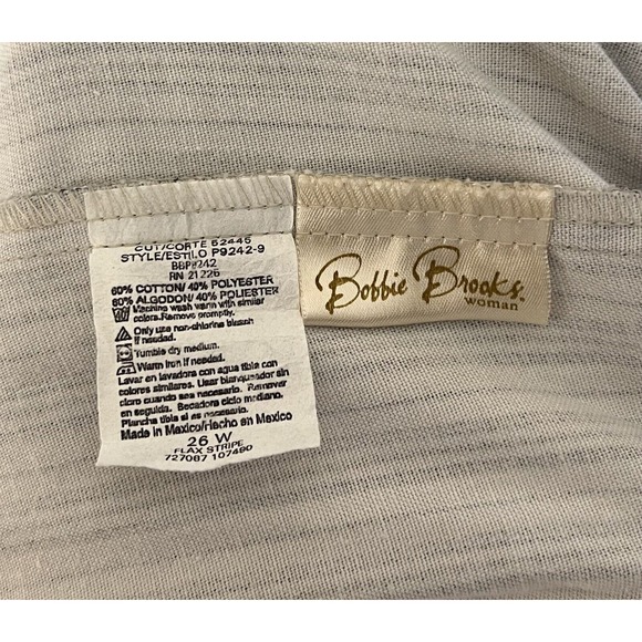 Bobbie Brooks Elastic Waist Pull On Pants Women Size 26W Flax Striped Pockets - Picture 3 of 7